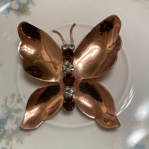 Vintage CORO KRAFT Sterling Butterfly brooch 2” x 2”